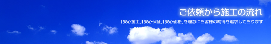 ご依頼から施工の流れ 「安心施工」「安心保証」「安心価格」を理念にお客様の納得を追求しております